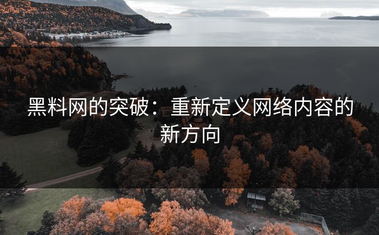 黑料网的突破：重新定义网络内容的新方向  第1张
