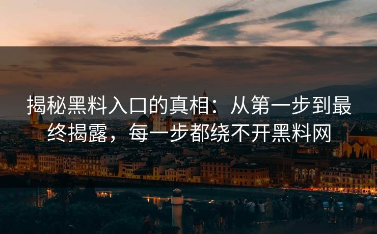 揭秘黑料入口的真相：从第一步到最终揭露，每一步都绕不开黑料网  第1张