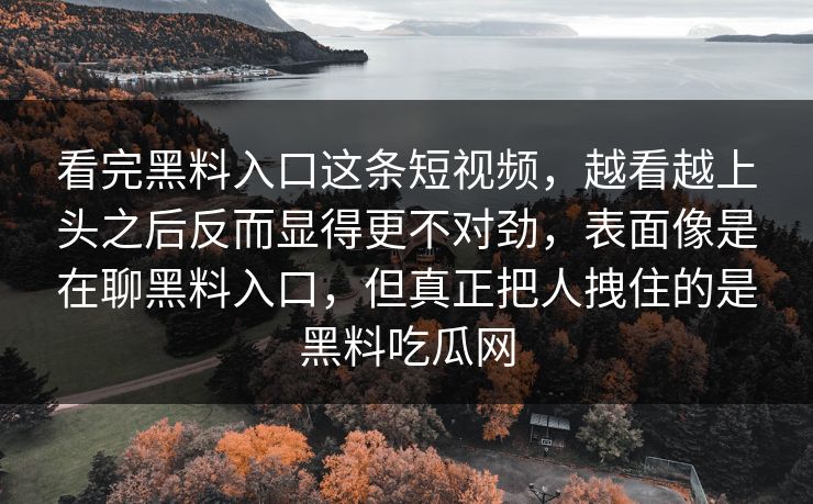看完黑料入口这条短视频，越看越上头之后反而显得更不对劲，表面像是在聊黑料入口，但真正把人拽住的是黑料吃瓜网