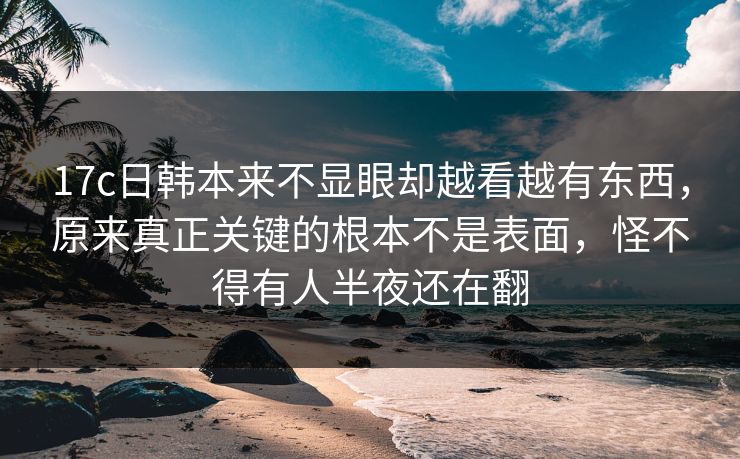 17c日韩本来不显眼却越看越有东西，原来真正关键的根本不是表面，怪不得有人半夜还在翻