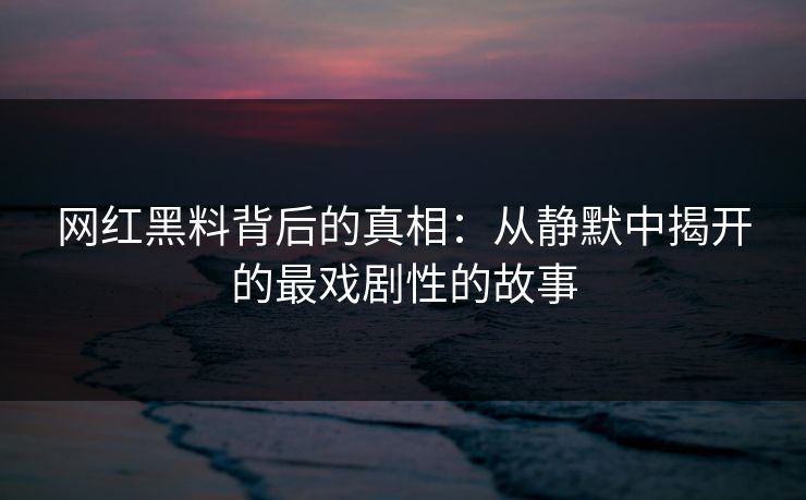 网红黑料背后的真相：从静默中揭开的最戏剧性的故事