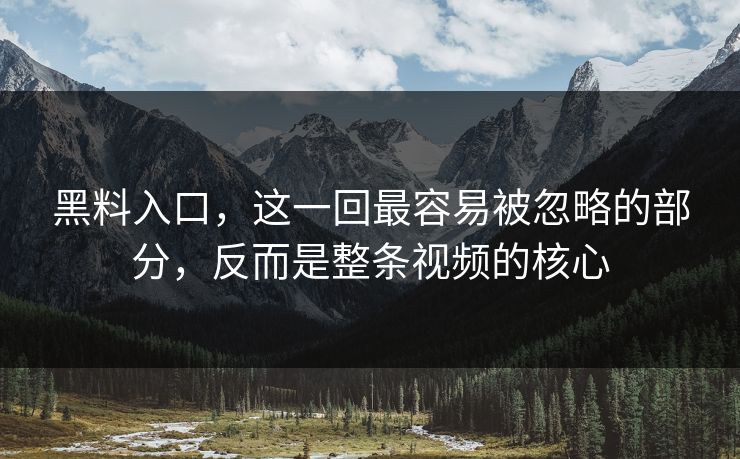 黑料入口，这一回最容易被忽略的部分，反而是整条视频的核心  第1张