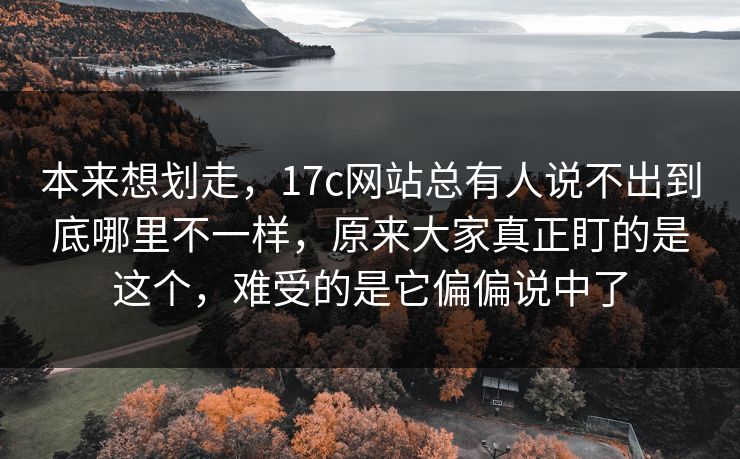 本来想划走,17c网站总有人说不出到底哪里不一样,原来大家真正盯的是这个,难受的是它偏偏说中了 第1张 本来想划走,17c网站总有人说不出到底哪里不一样,原来大家真正盯的是这个,难受的是它偏偏说中了 第1张