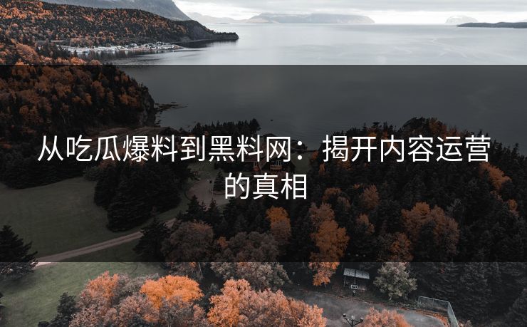 从吃瓜爆料到黑料网:揭开内容运营的真相 第1张 从吃瓜爆料到黑料网:揭开内容运营的真相 第1张